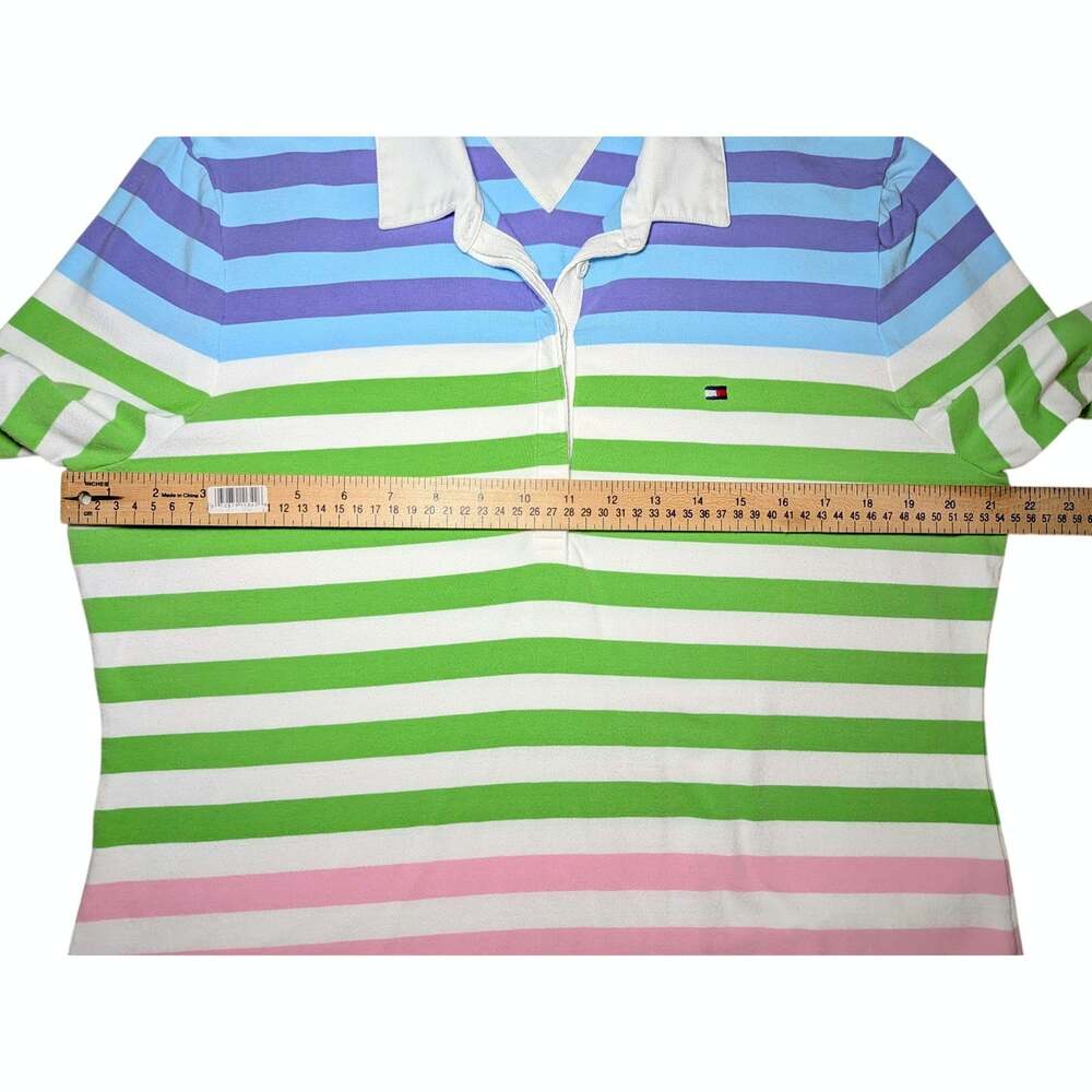 Vintage/Y2K Tommy Hilfiger Striped Long Sleeve Rugby Shirt Polo Top Size Medium - Picture 12 of 14
